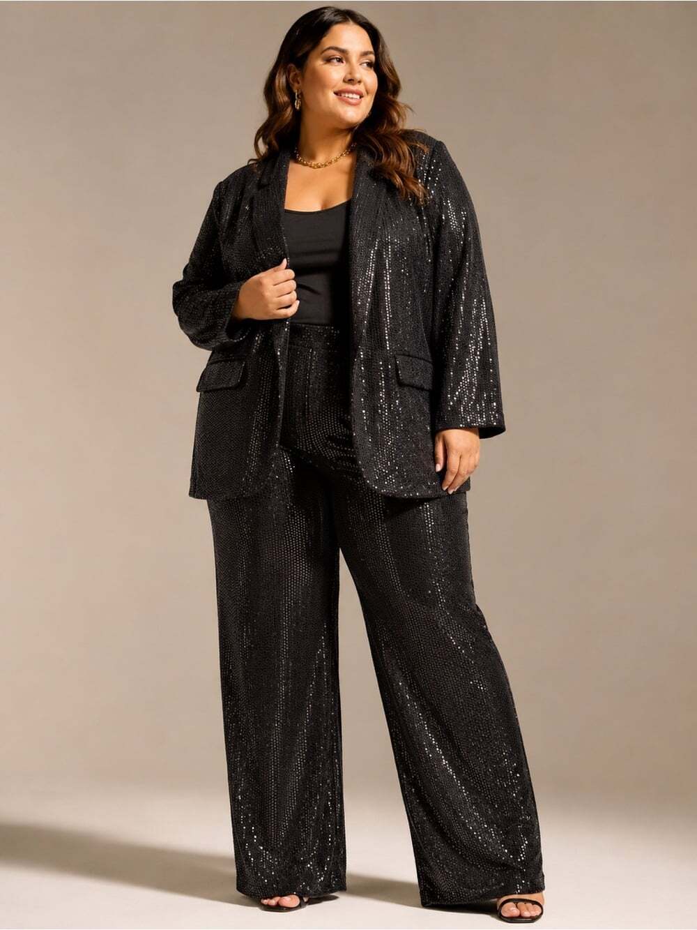 NWOT Melanie Lyne Black Foil Dot Blazer & Pant Set Sz-16 Whimsigoth Party NYE
